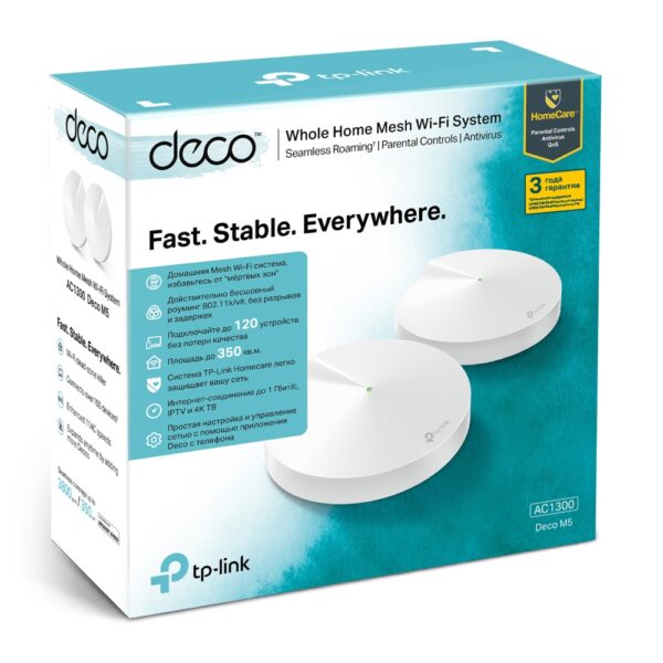 Домашняя Mesh Wi-Fi система TP-LINK Deco M5 AC1300  (2 штуки в комплекте) — изображение 3
