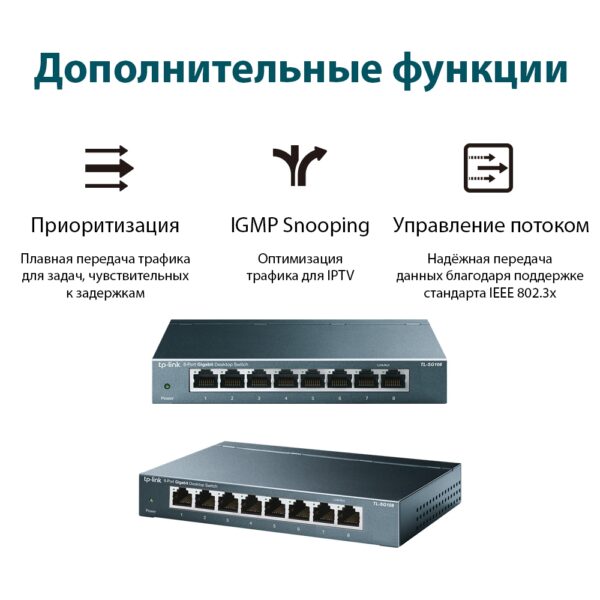 TP-LINK  TL-SG108G  8-портовый настольный коммутатор (неуправляемый) — изображение 6